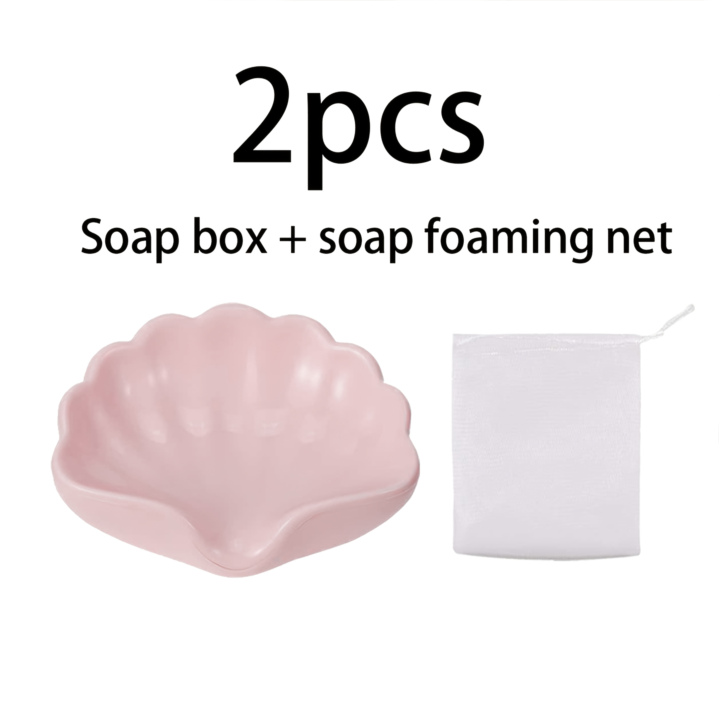 Nordic Style Seashell Soap Dish and Soap Net Set, 2pcs